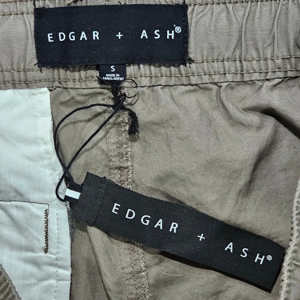 Edgar + Ash Men Small Gray Cotton Drawstring Casual Utility Shorts Flat Front